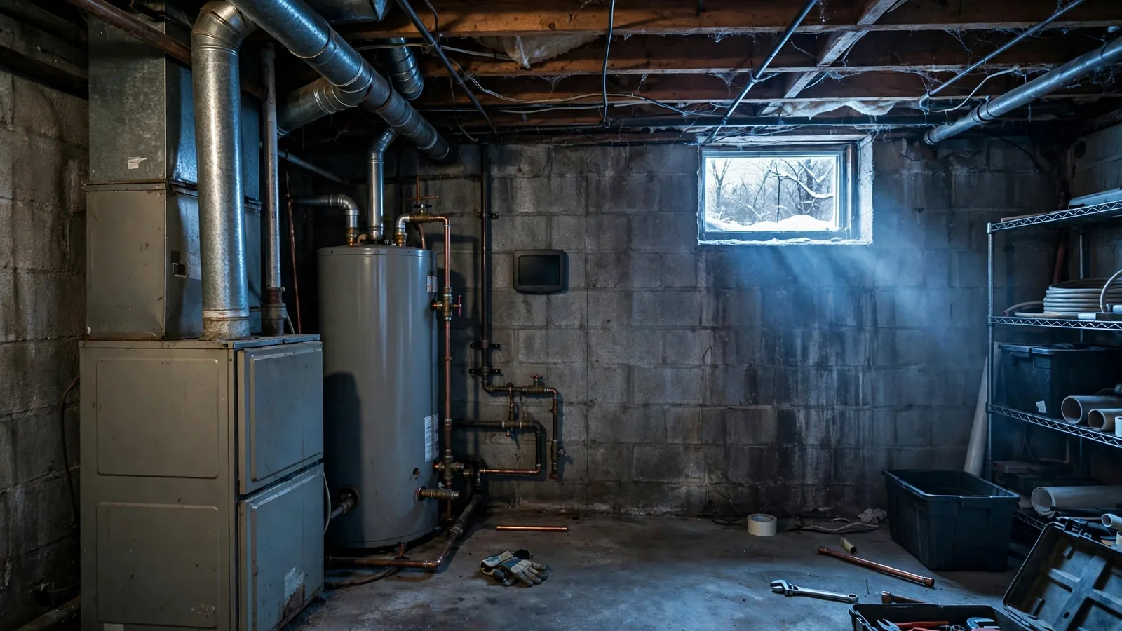 Furnace diagnosis in the basement of a Layton, UT home with no heat