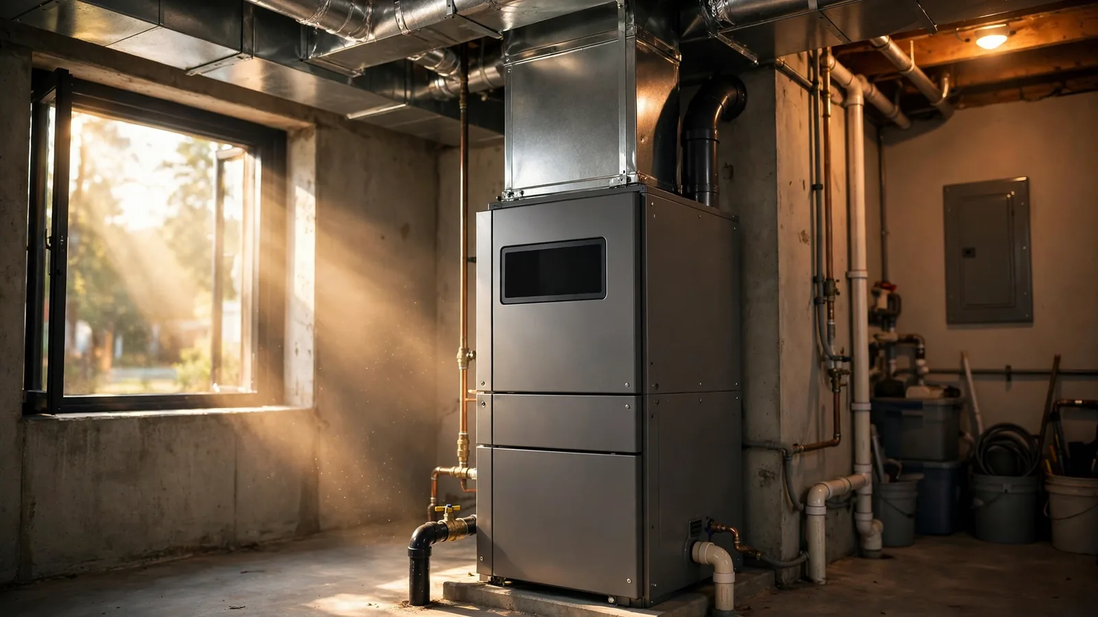 Furnace unit in the basement of a Layton, UT home