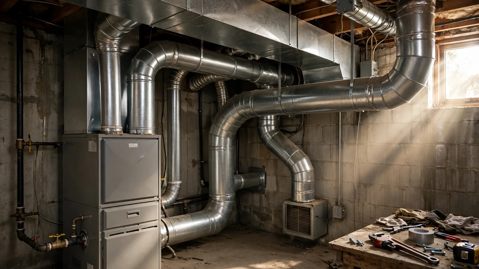 Heating pro checking ductwork and airflow in a Layton, UT home